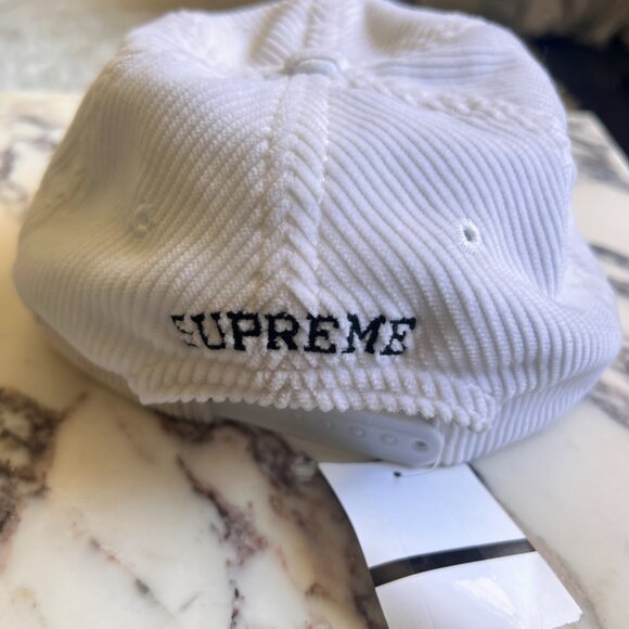 Supreme 'fu** em all' white corduroy baseball cap - Picture 4 of 4